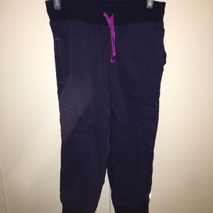 Navy Track Pants With Purple Lining, Many pockets